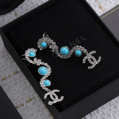 Sapphire Curved Diamond Earrings