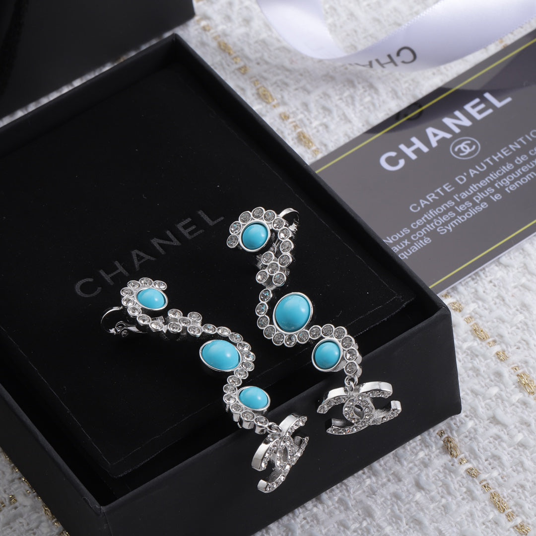 Sapphire Curved Diamond Earrings