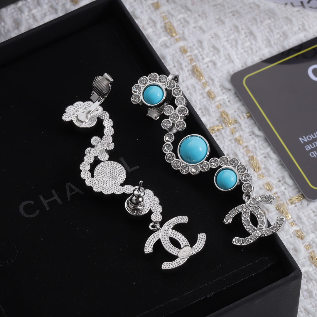 Sapphire Curved Diamond Earrings