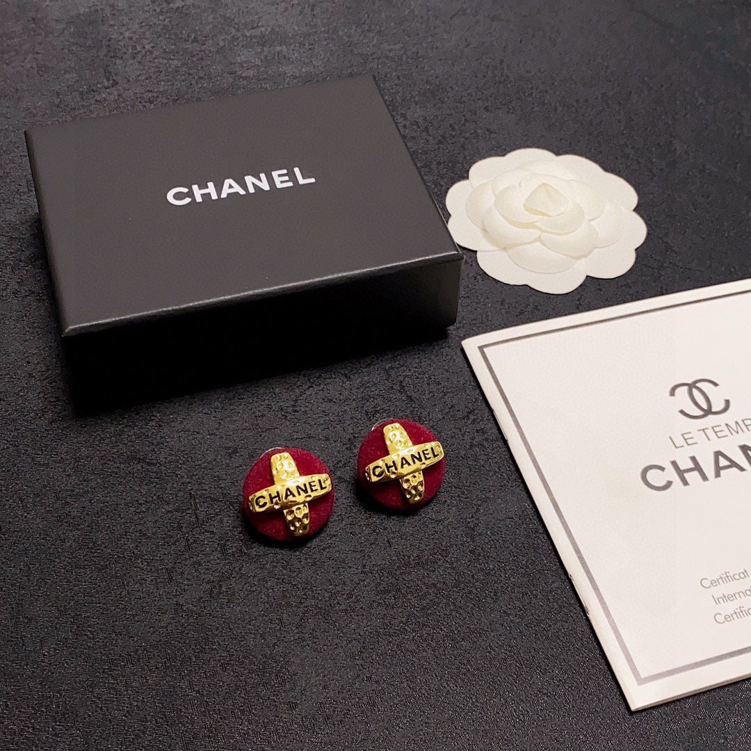 Temperament Red Velvet Earrings