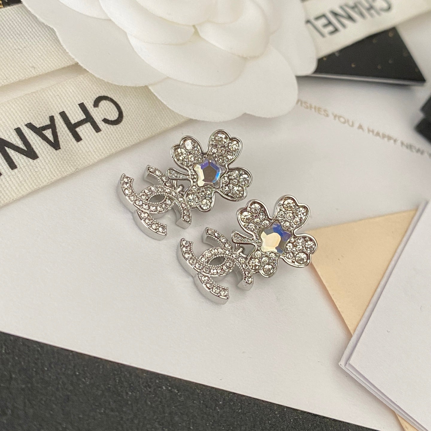 Full Diamond Four-leaf Clover Earrings