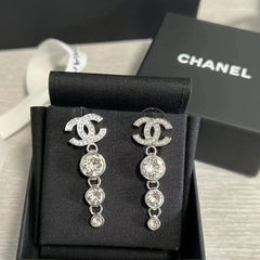 Sparkling Diamond Long Earrings