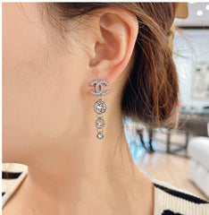 Sparkling Diamond Long Earrings