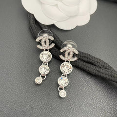 Sparkling Diamond Long Earrings