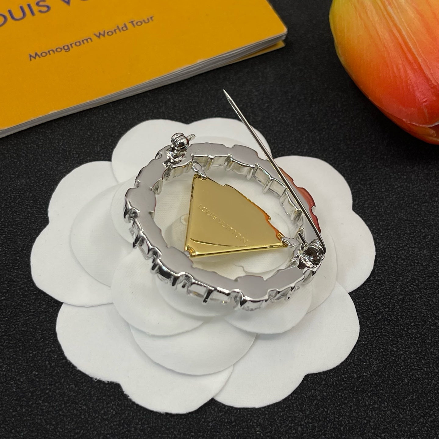 Sparkling Diamond Round Brooch