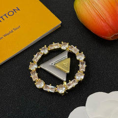 Sparkling Diamond Round Brooch