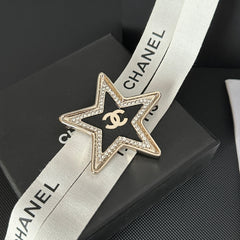 Leather-grained Diamond Star Brooch