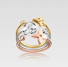 Shiny Pointed Round Flower Ring Set