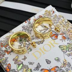 Half-hoop Embossed Bee Star Earrings
