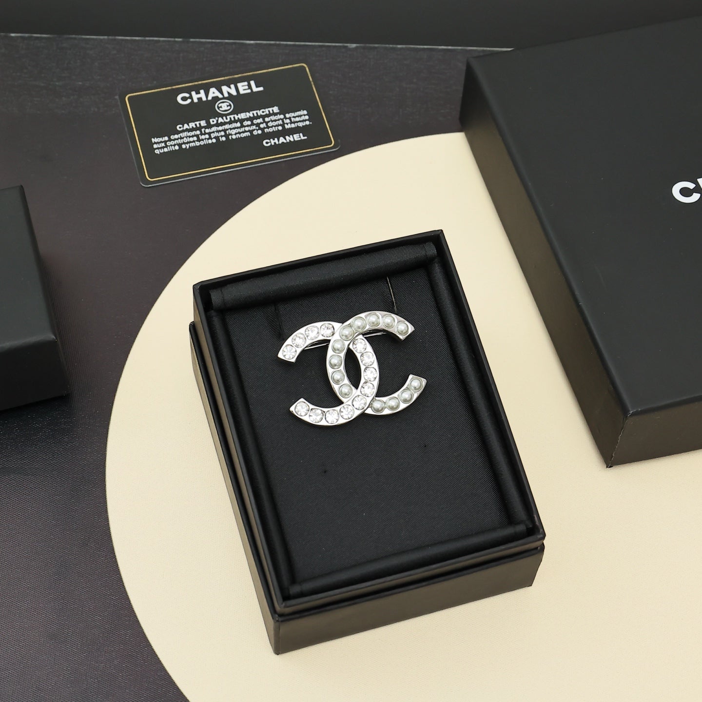 Pearl Diamond Silver Brooch