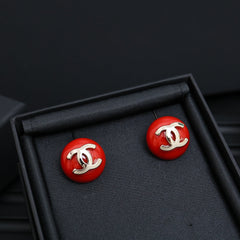 Red Acrylic Half-circle Earrings