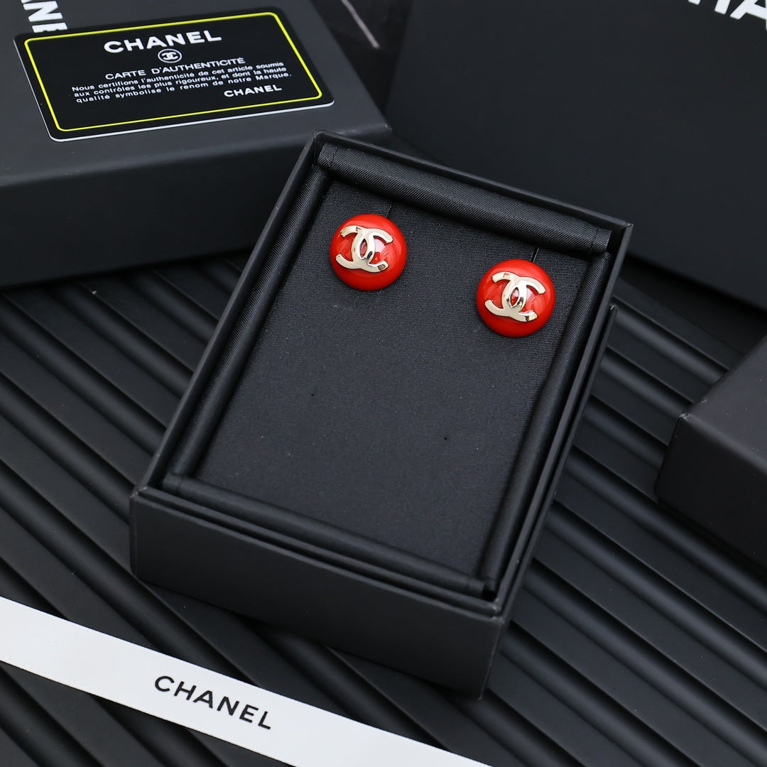Red Acrylic Half-circle Earrings