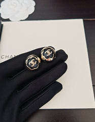 Round Black Leather Earrings