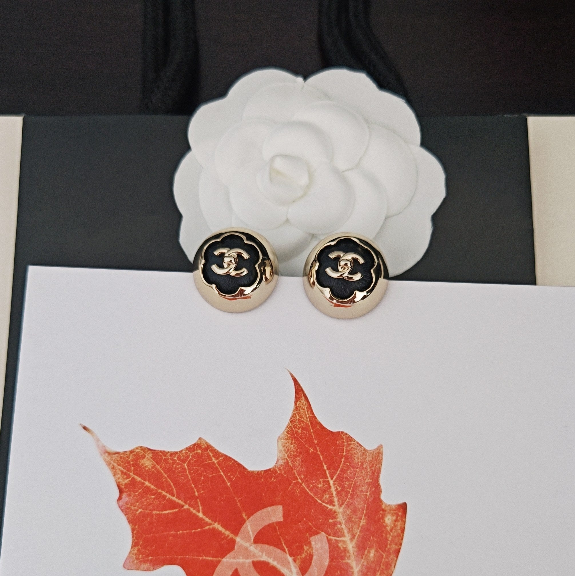 Round Black Leather Earrings