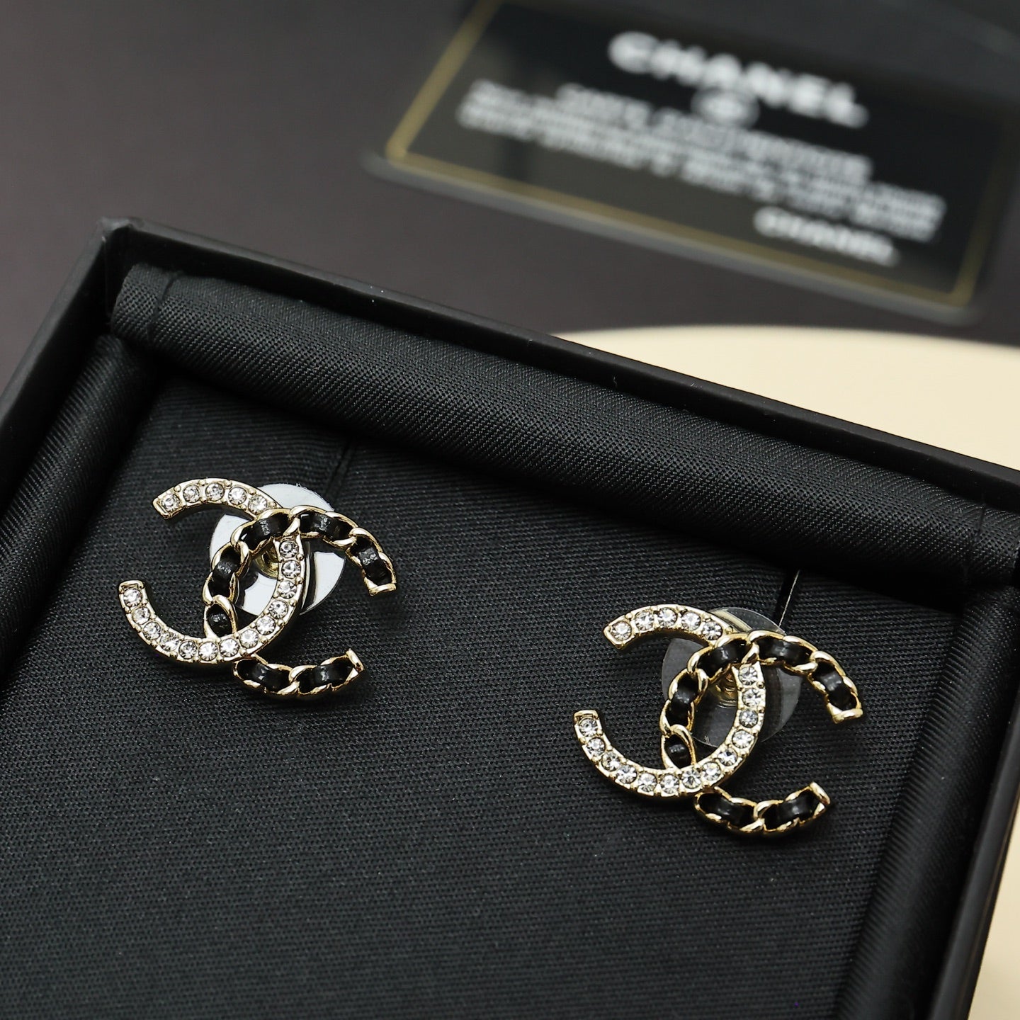 Classic Leather Rhinestone  Earrings