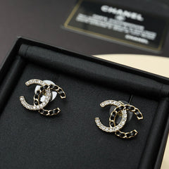 Classic Leather Rhinestone  Earrings