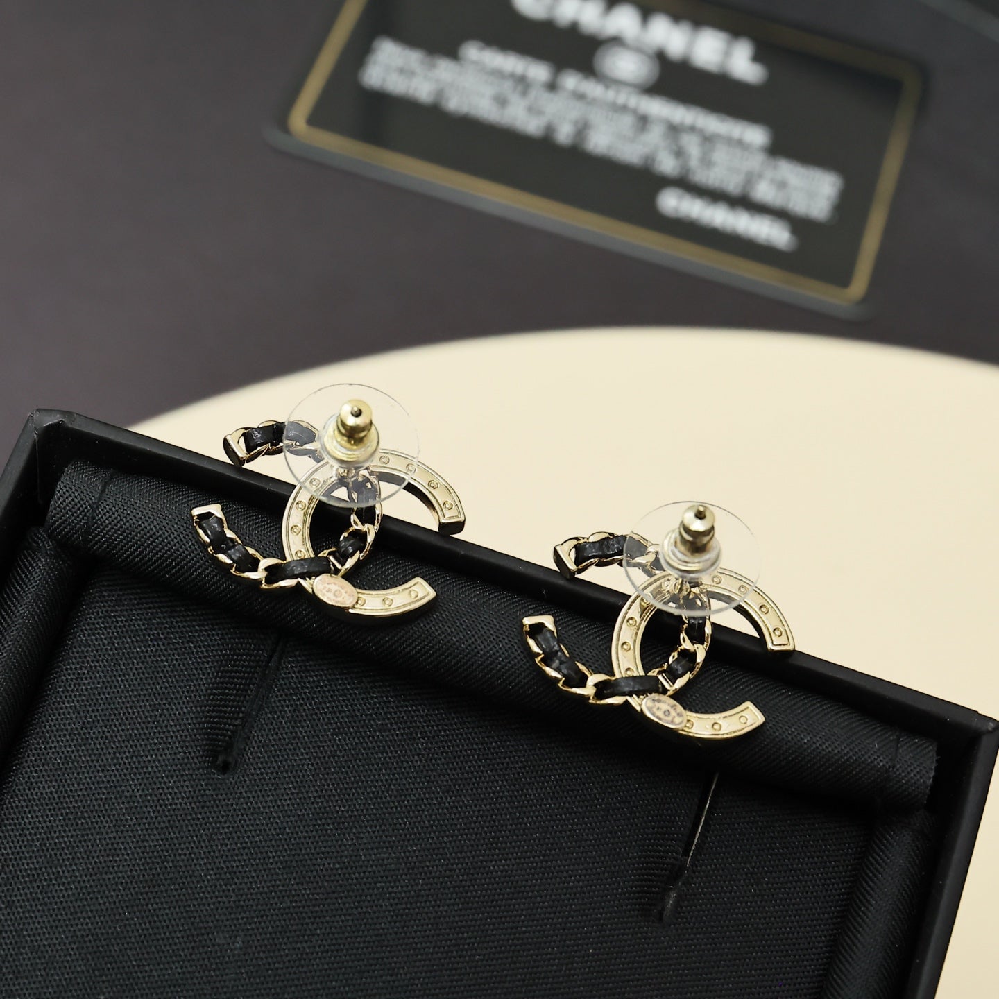 Classic Leather Rhinestone  Earrings