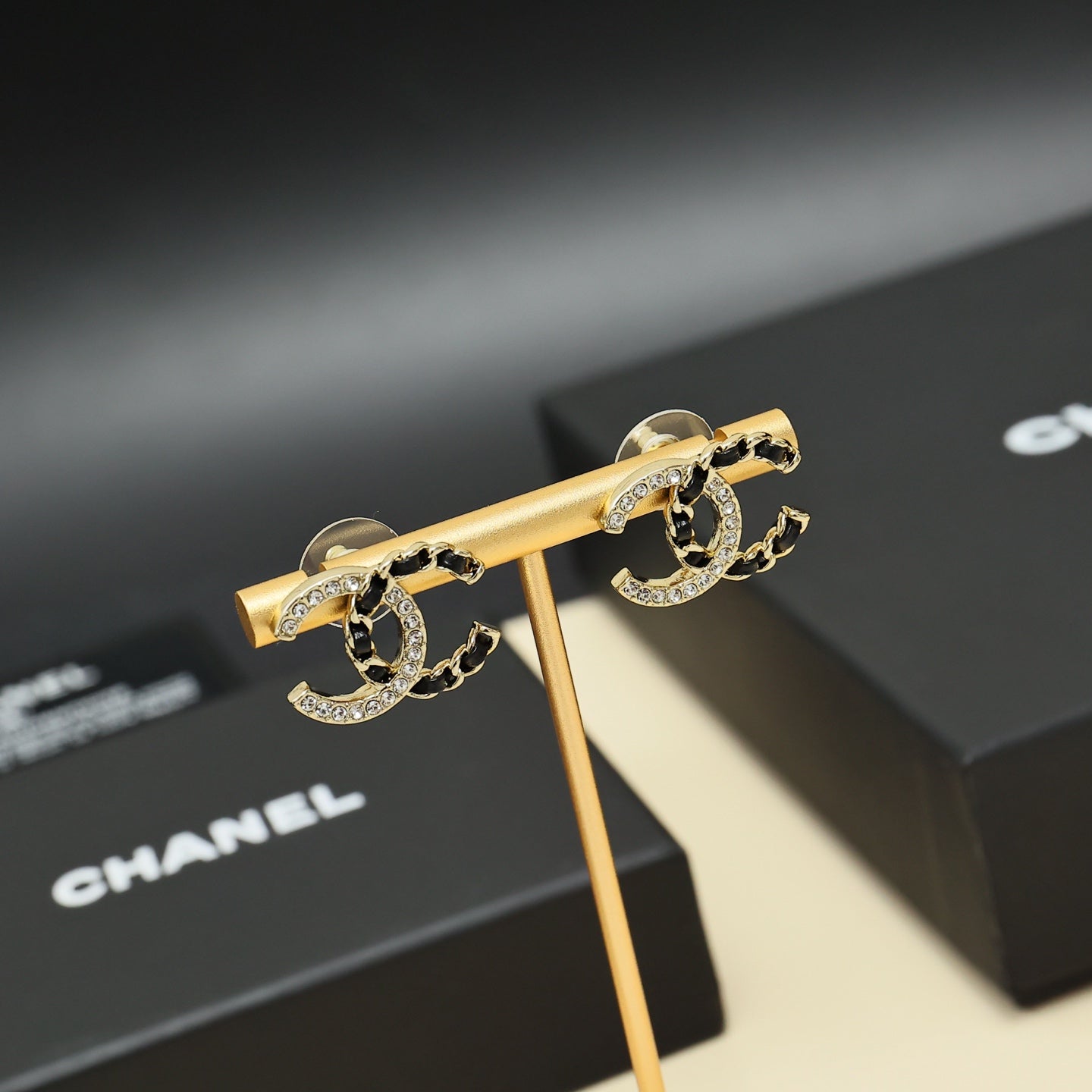 Classic Leather Rhinestone  Earrings