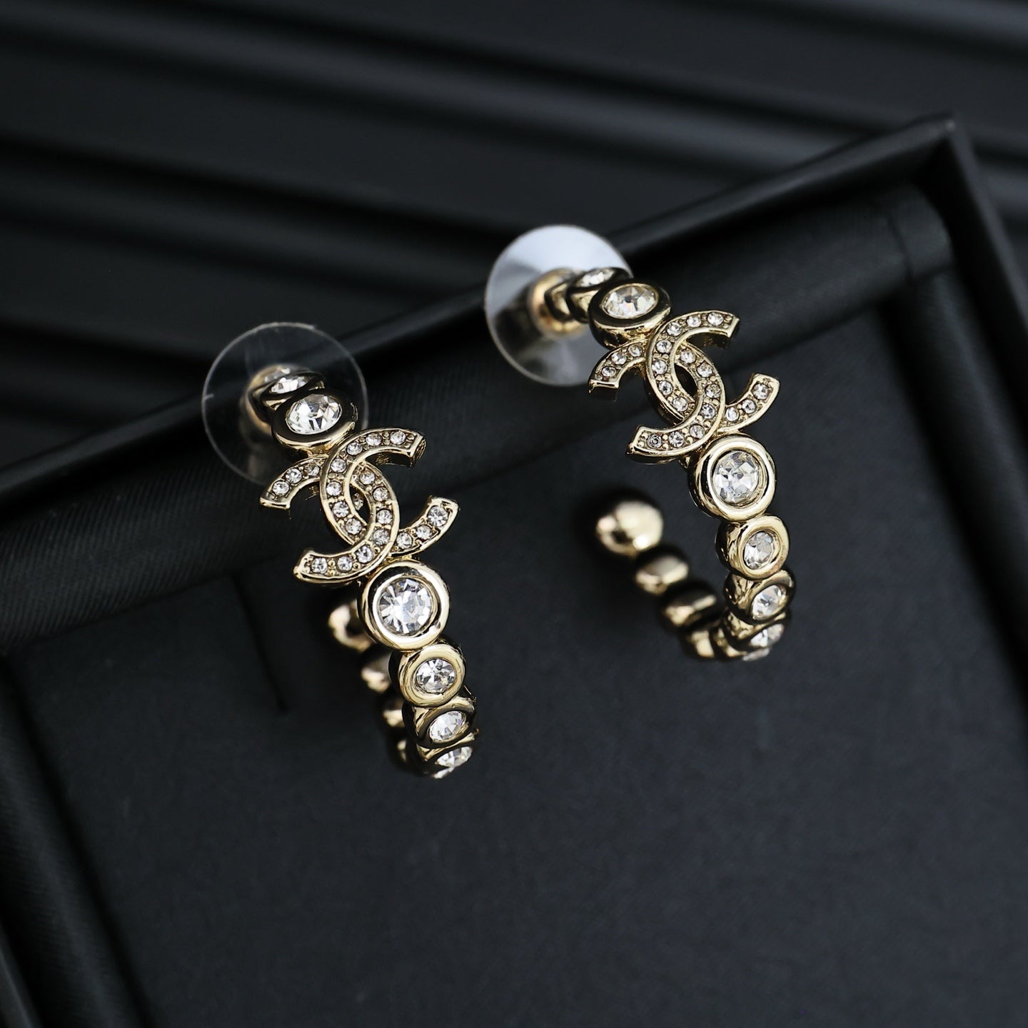 Diamond Half Hoop Earrings