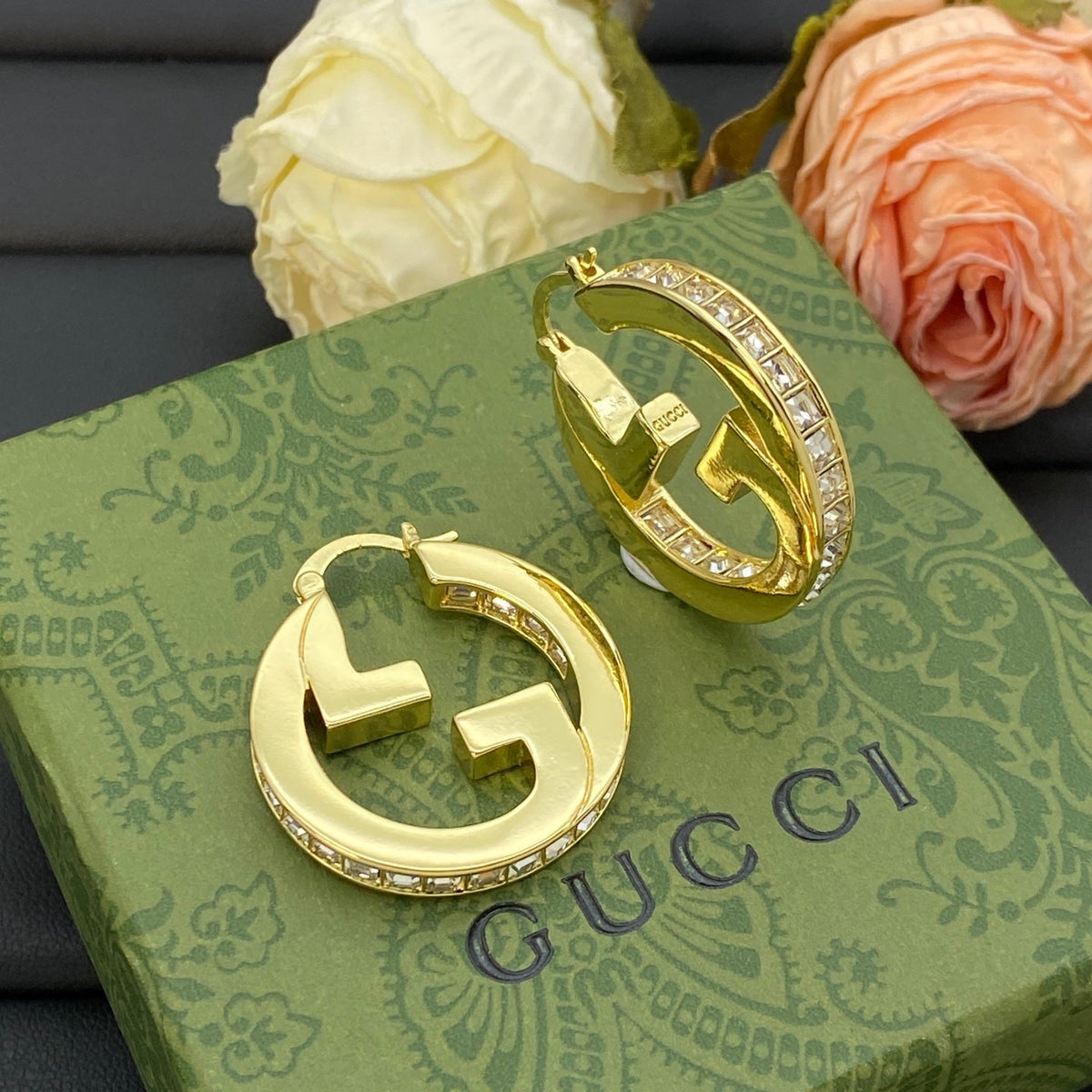 Openwork Monogram Diamond Earrings