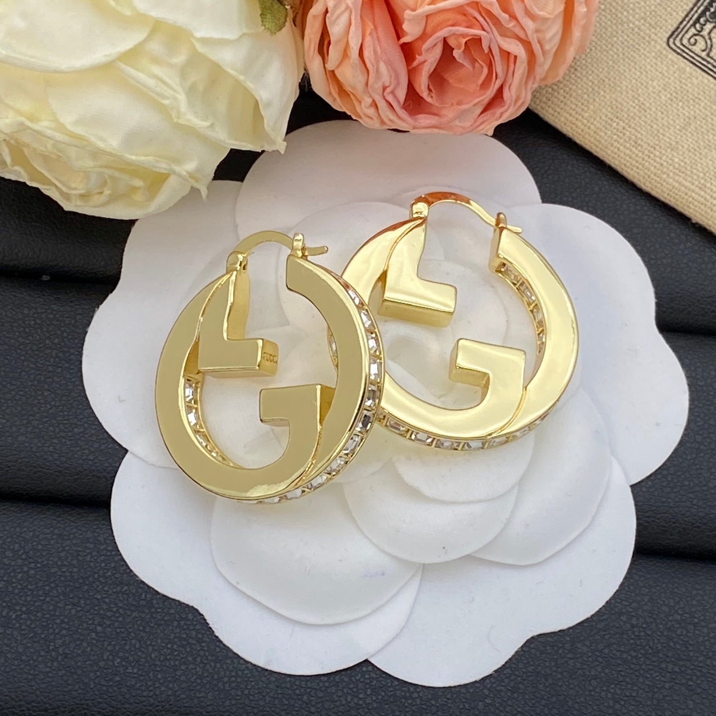 Openwork Monogram Diamond Earrings