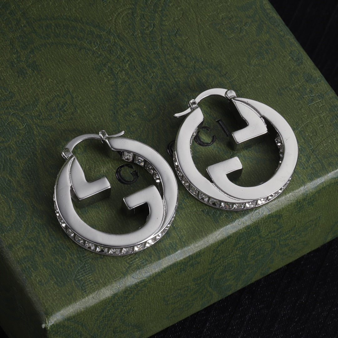 Openwork Monogram Diamond Earrings
