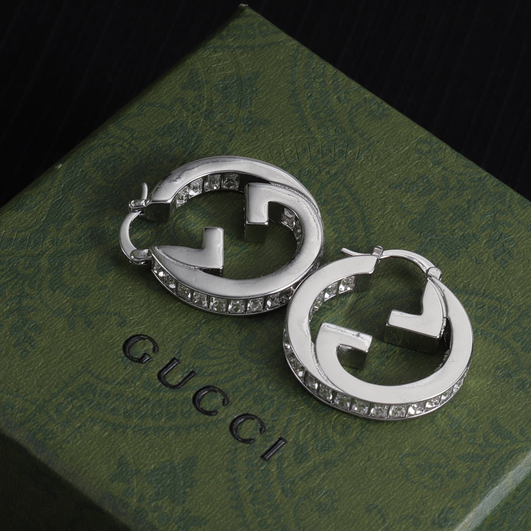 Openwork Monogram Diamond Earrings
