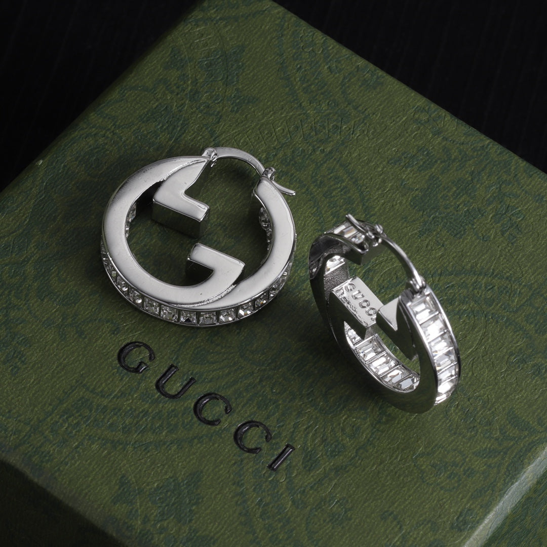 Openwork Monogram Diamond Earrings