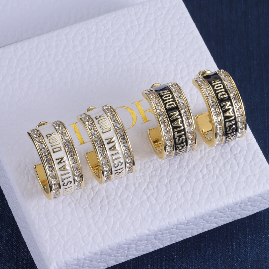 Enamel Diamond Hoop Earrings