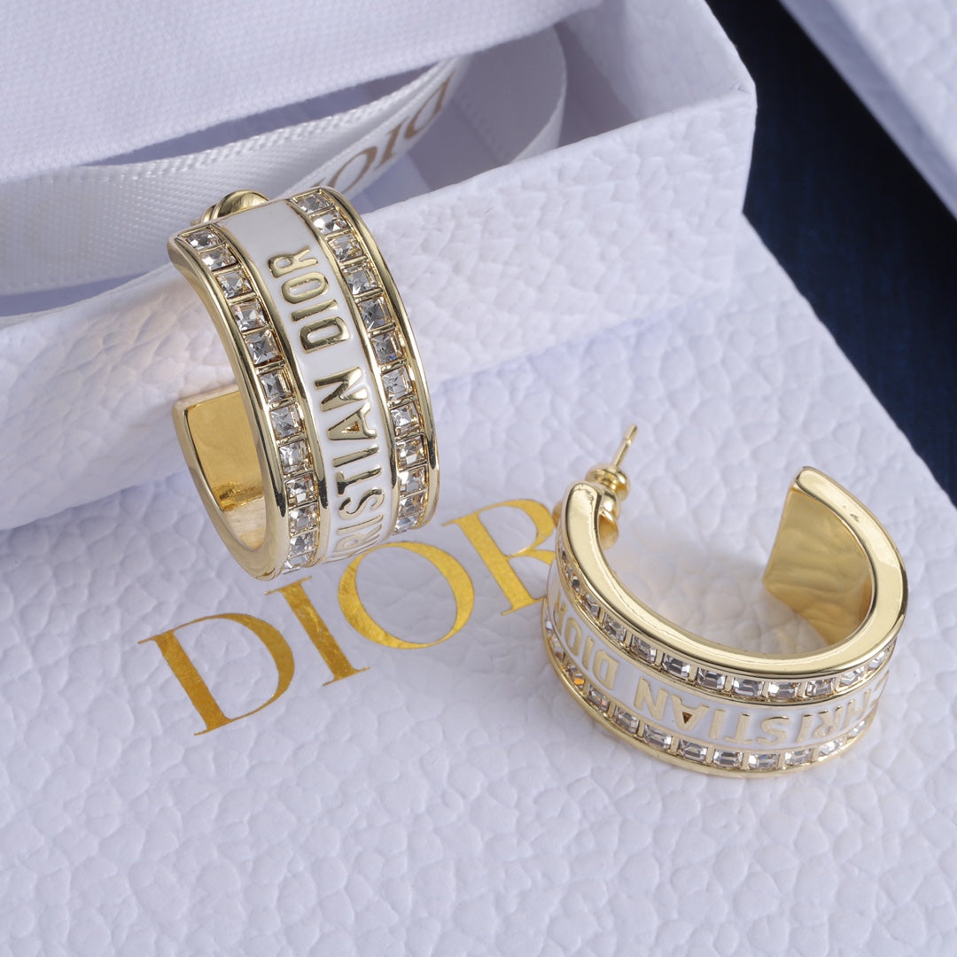 Enamel Diamond Hoop Earrings