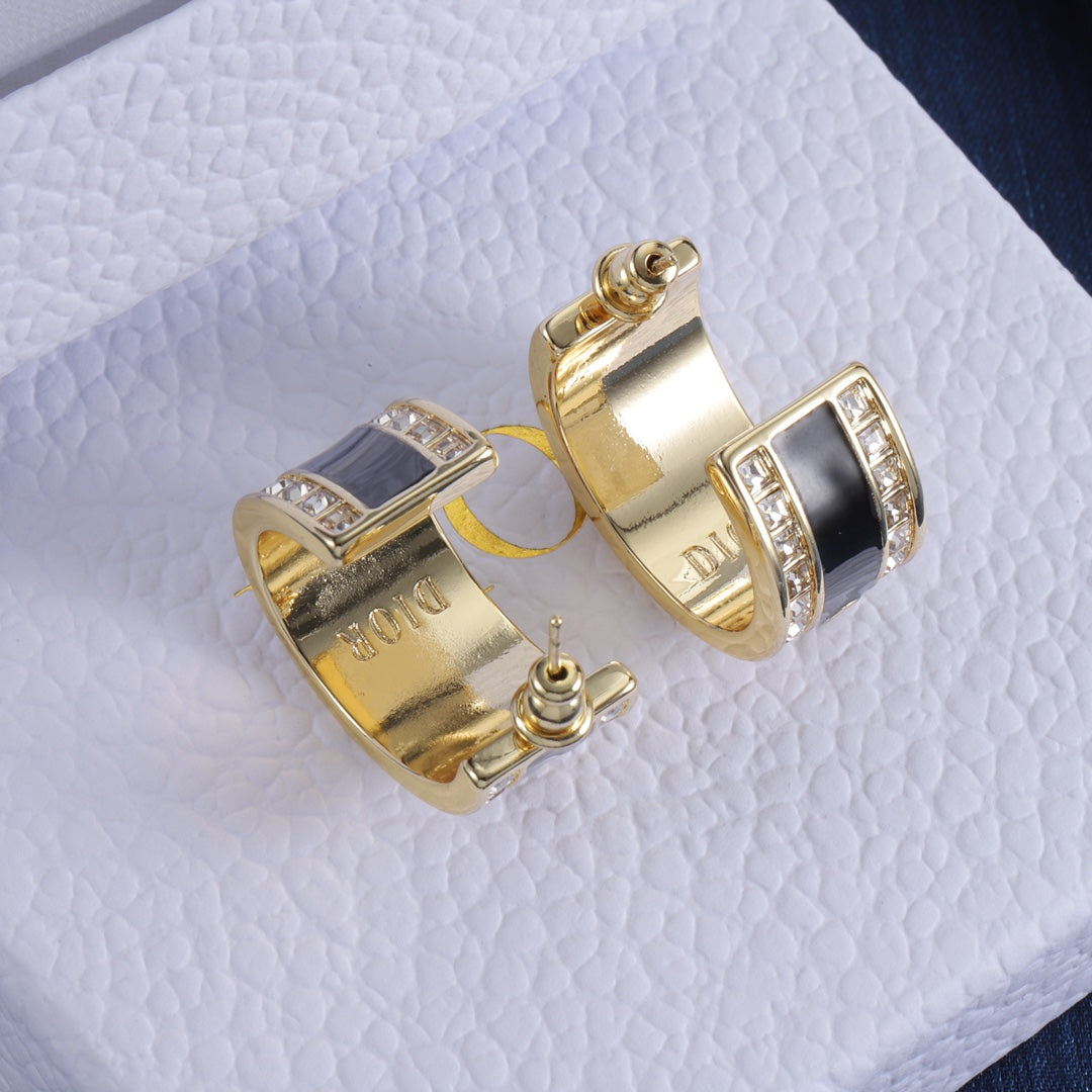 Enamel Diamond Hoop Earrings