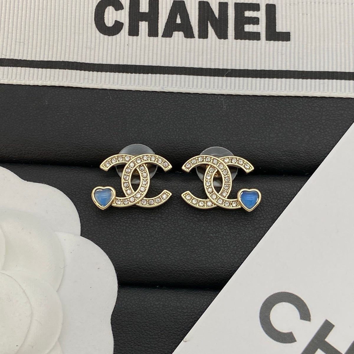 Blue Heart Diamond Earrings