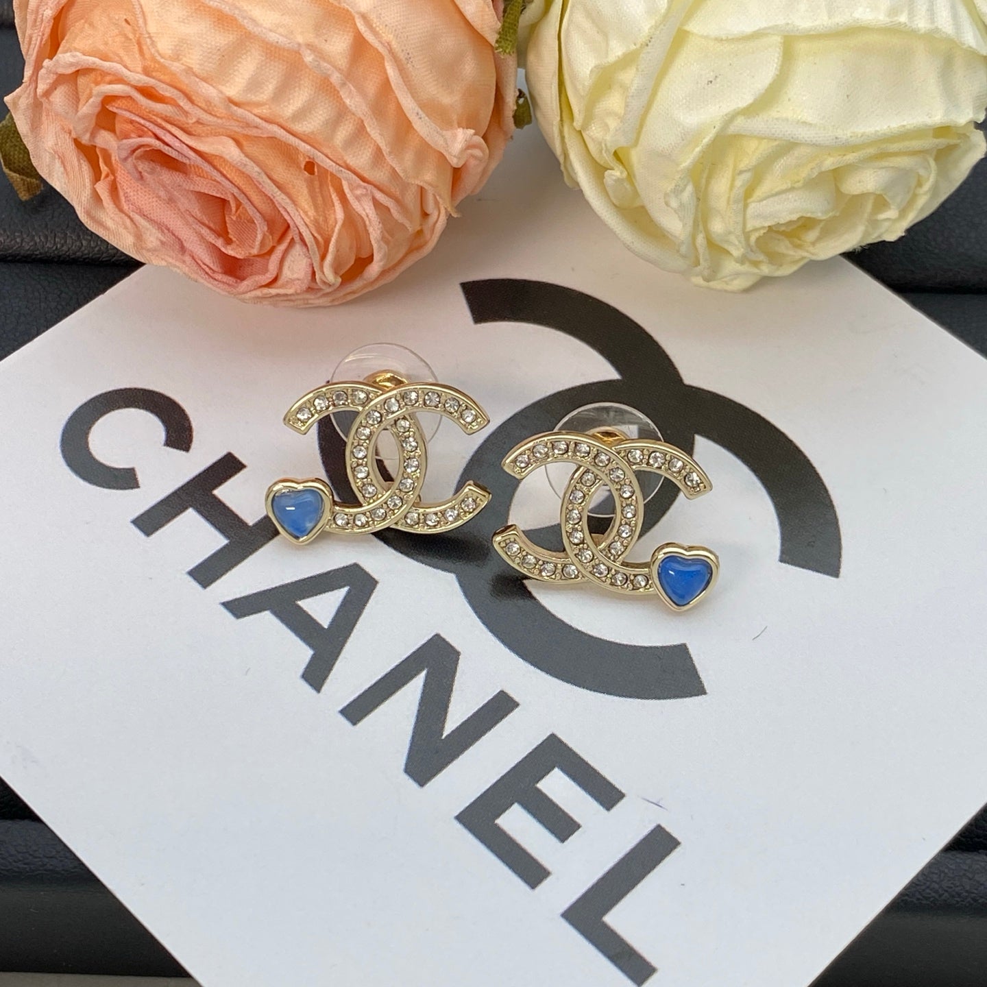 Blue Heart Diamond Earrings