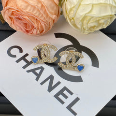 Blue Heart Diamond Earrings
