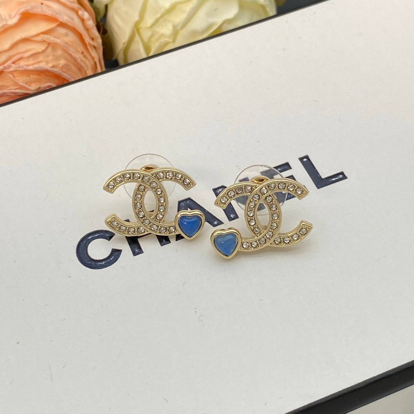 Blue Heart Diamond Earrings