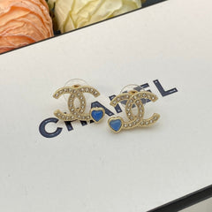 Blue Heart Diamond Earrings