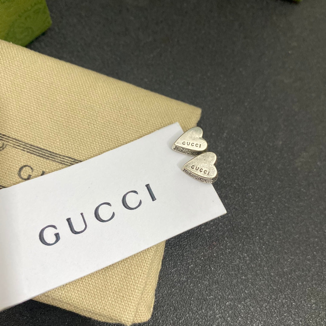 Vintage Heart Silver Earrings