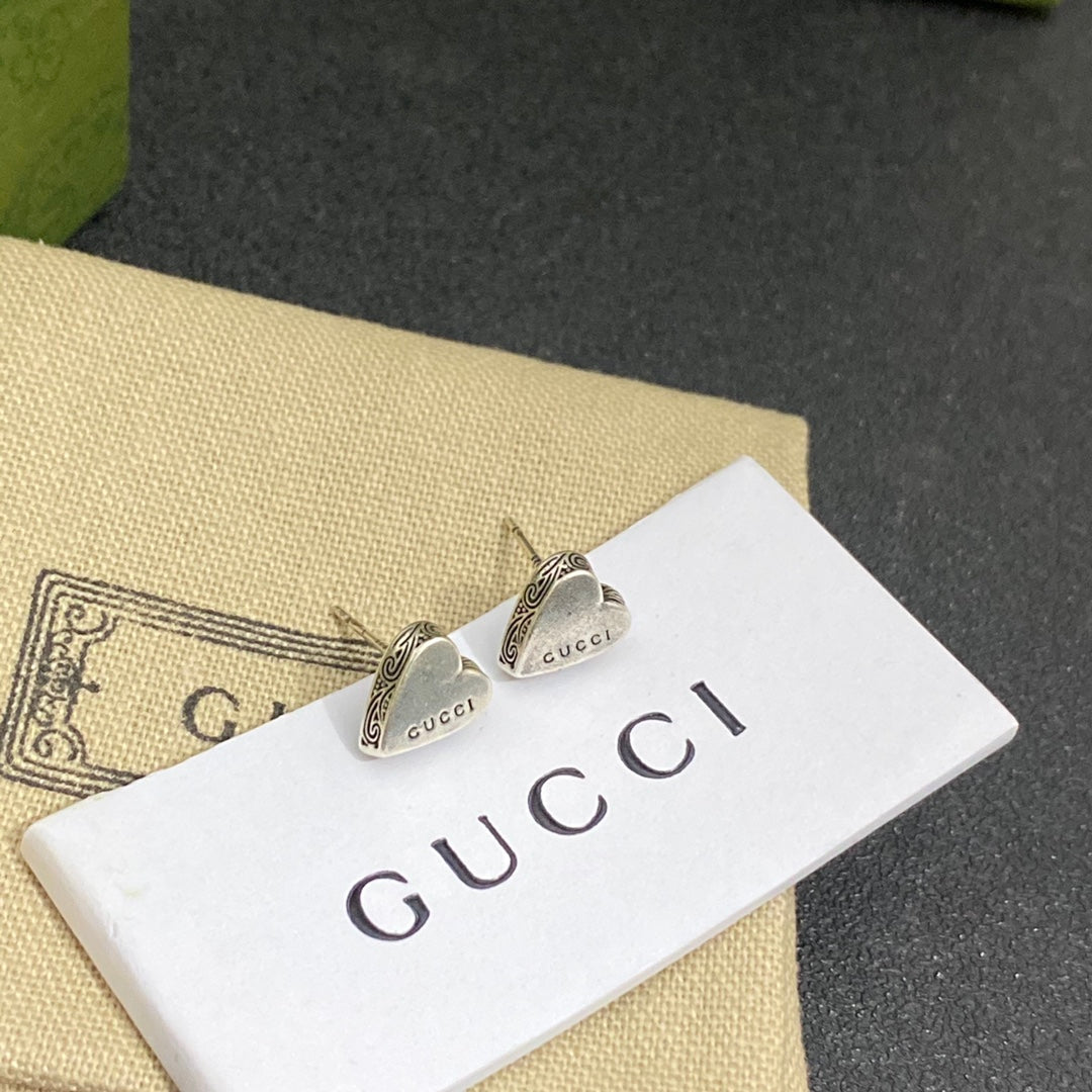 Vintage Heart Silver Earrings