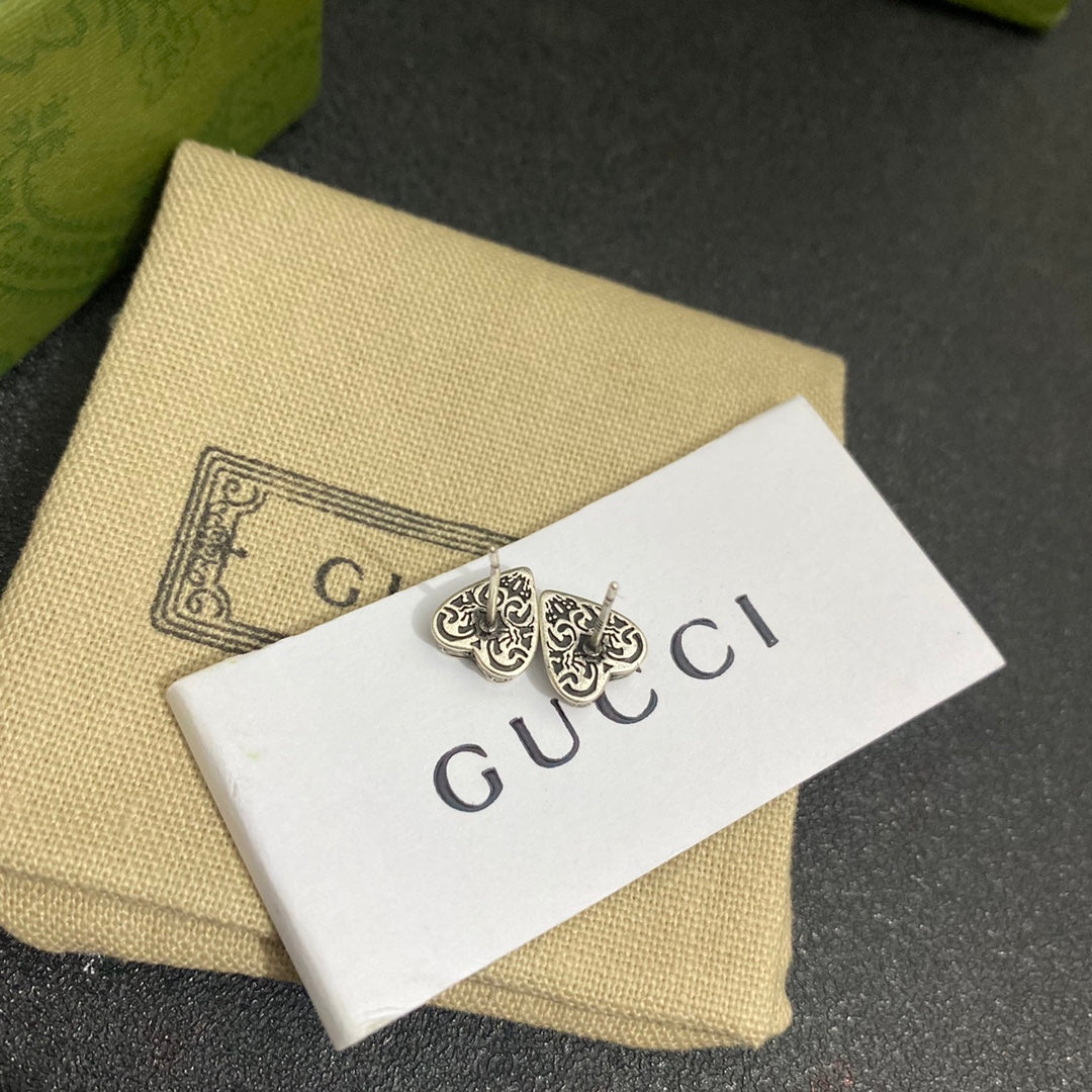Vintage Heart Silver Earrings