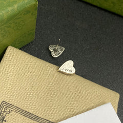 Vintage Heart Silver Earrings