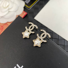 Star Pearl Drop Earrings