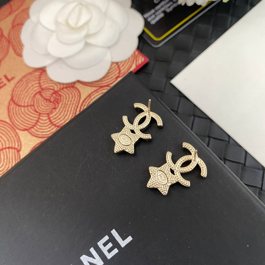 Star Pearl Drop Earrings