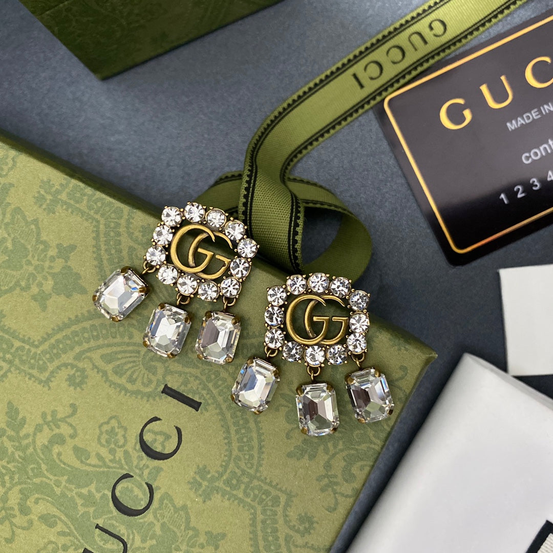 Flower Diamond Pendant Earrings