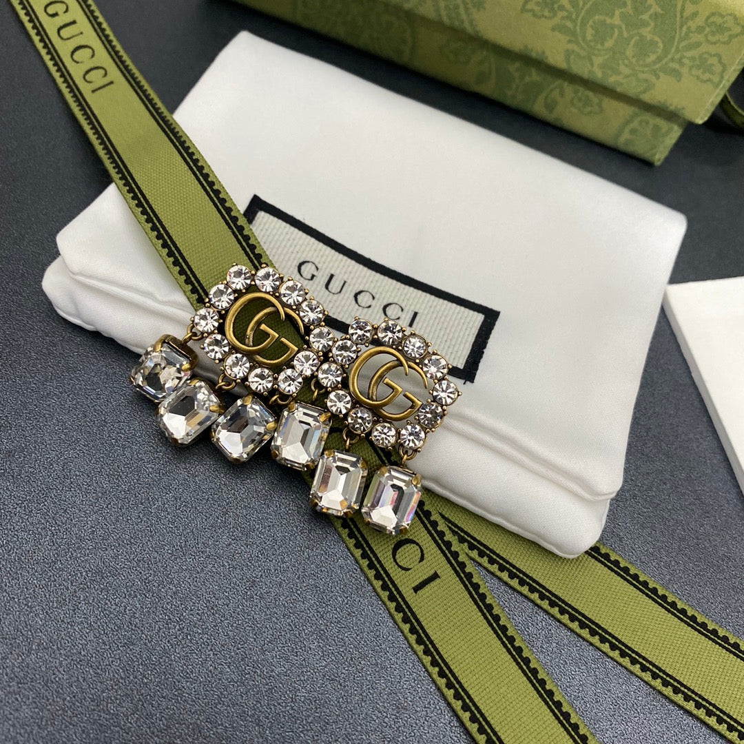 Flower Diamond Pendant Earrings