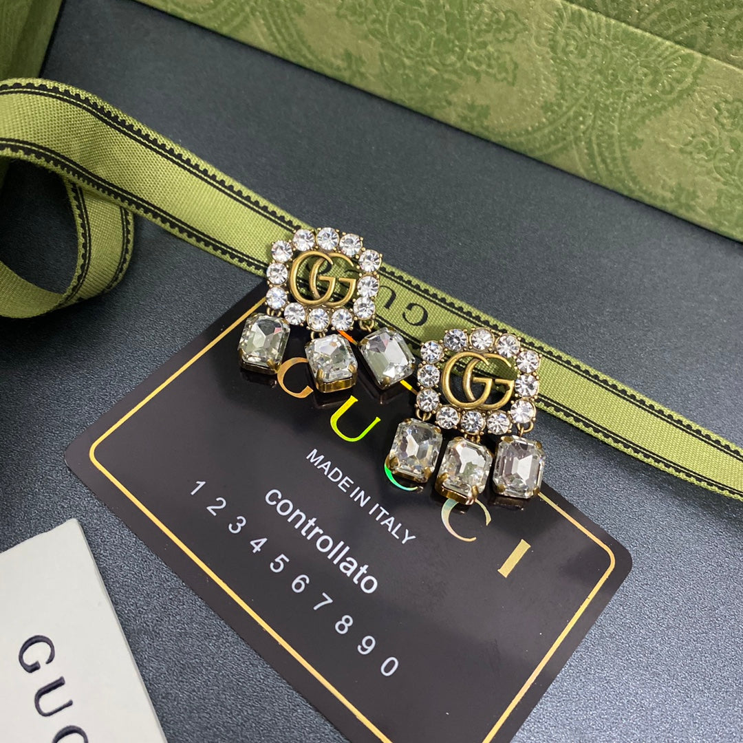 Flower Diamond Pendant Earrings