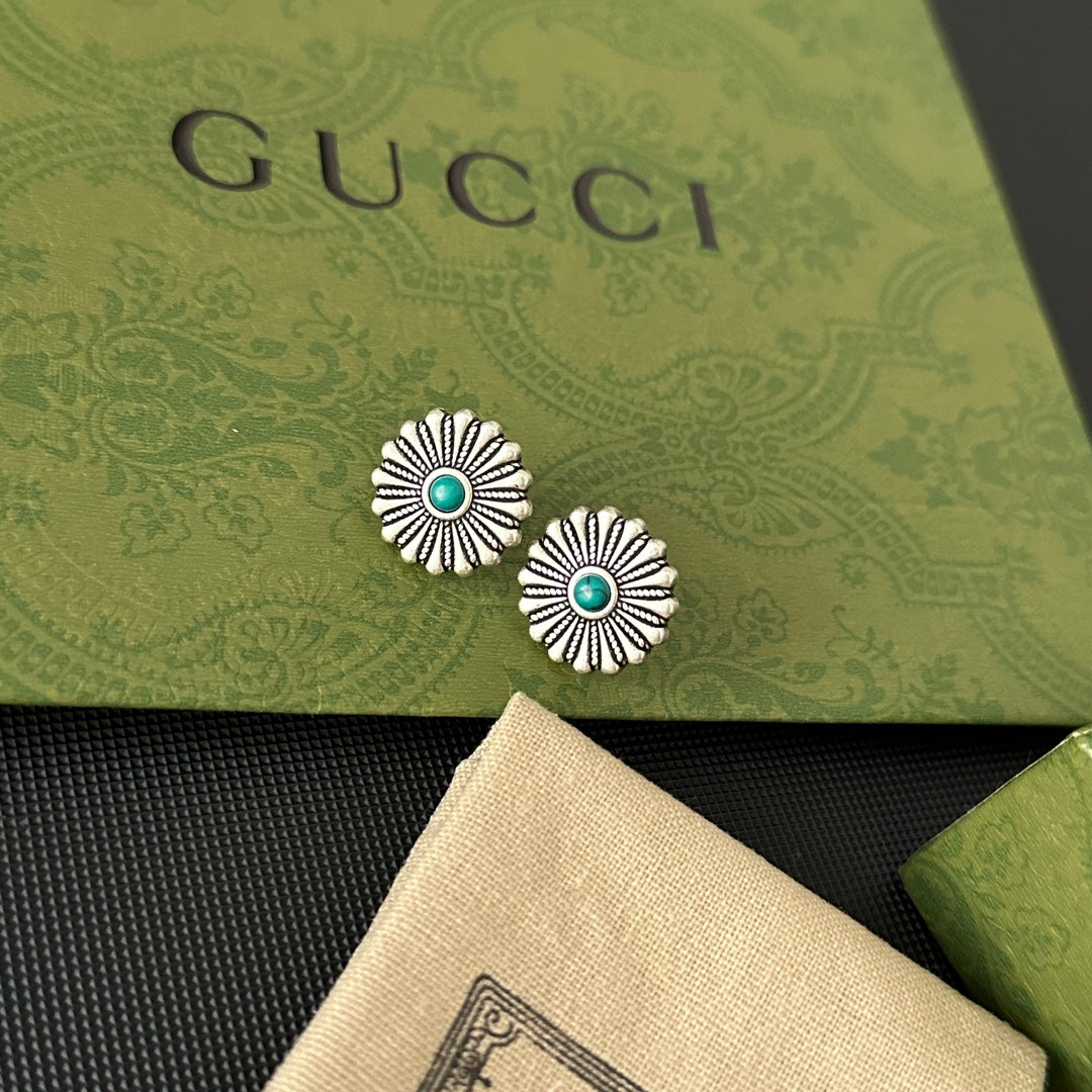 Silver Enamel Daisy Earrings
