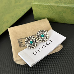 Silver Enamel Daisy Earrings