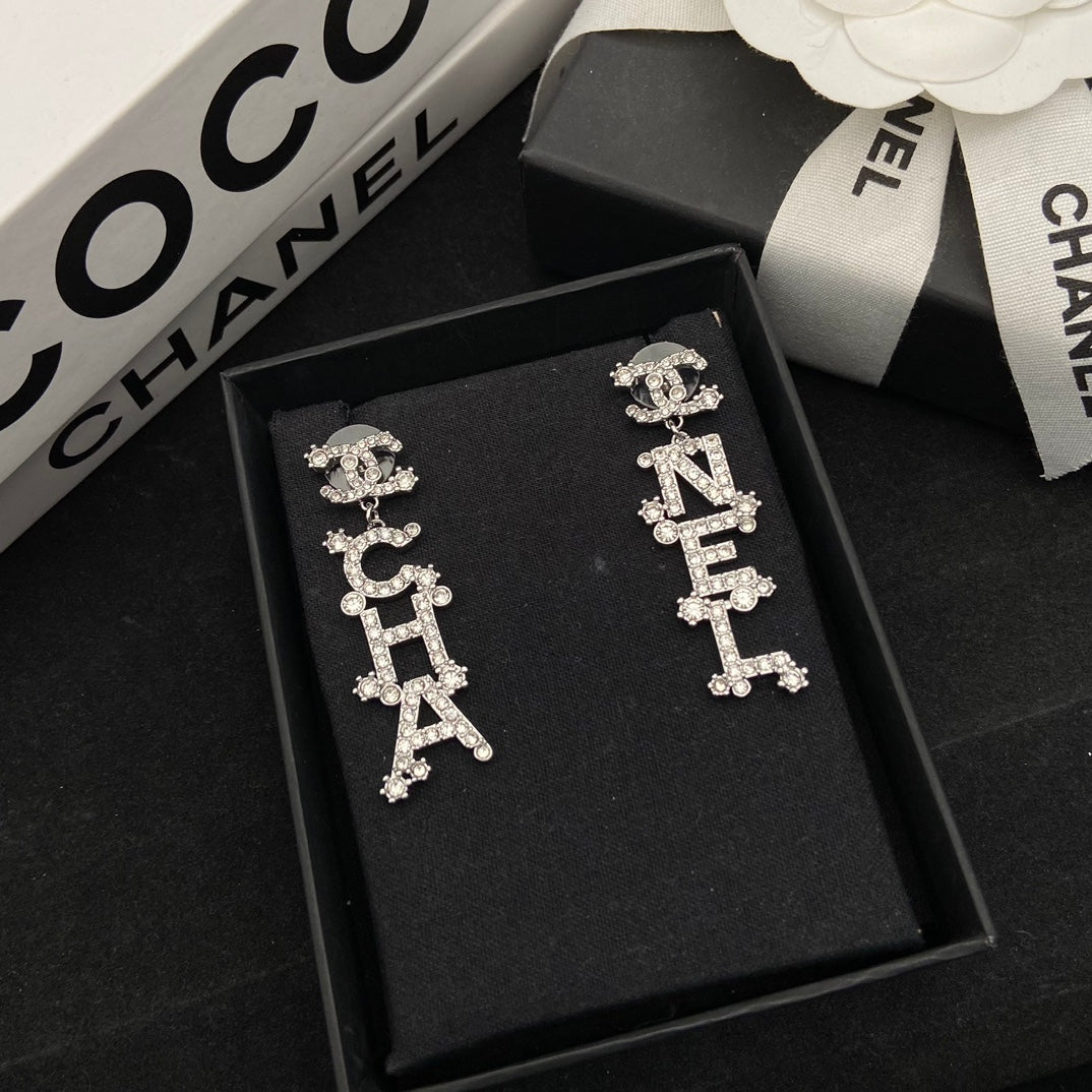 Snowflake Diamond Letter Earrings