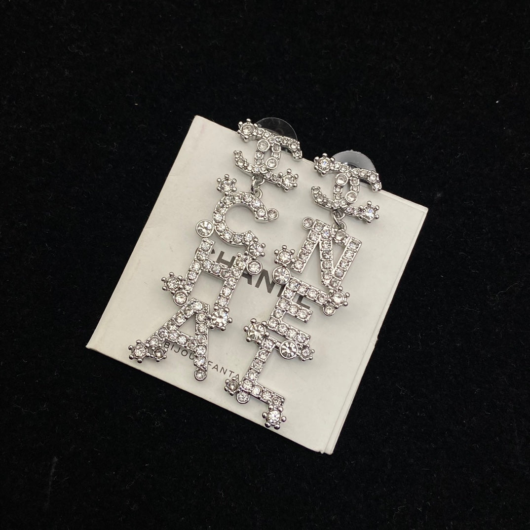 Snowflake Diamond Letter Earrings