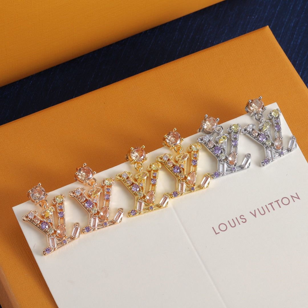 Colored Diamond Letter Earrings